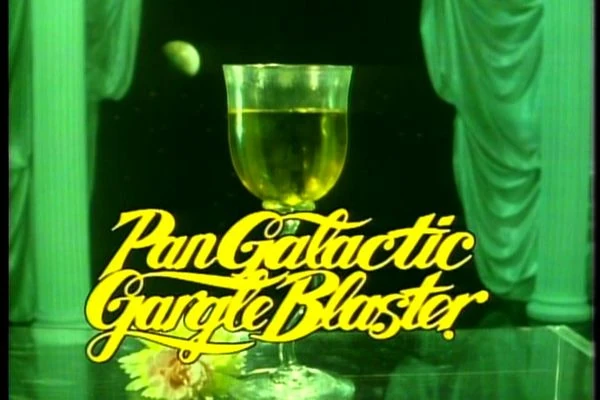 A traveller's other essential: the Pan Galactic Gargle Blaster, to be handled with respect